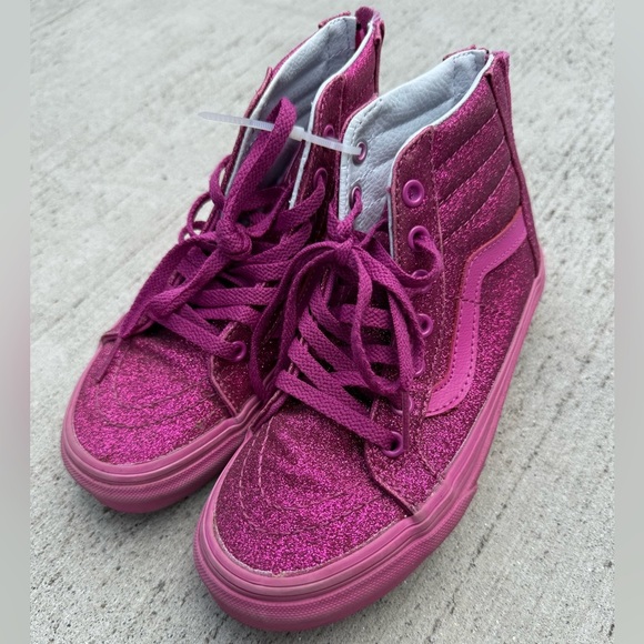 Vans Other - Vans Pink High-Top Sneakers with Glitter Finish